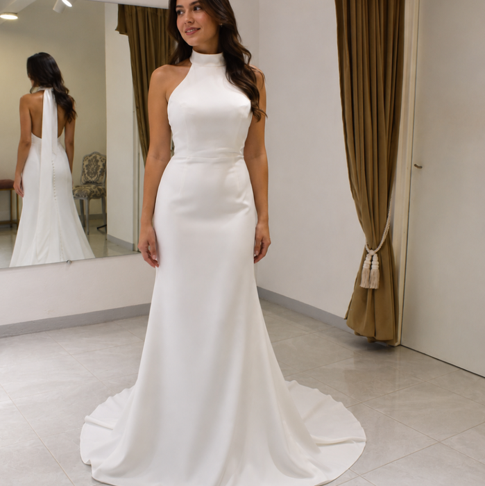 Naomi | Vestido de novia halter minimalista